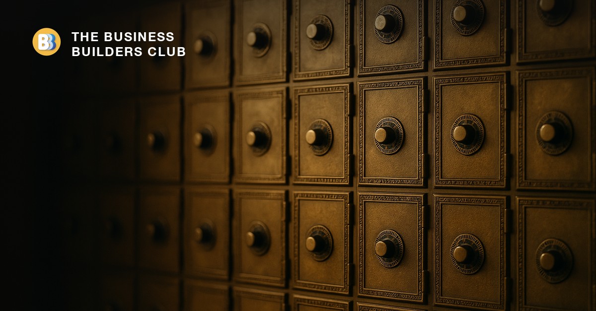 A wall of numbered brass post office boxes, standing in for a growing list of email subscribers